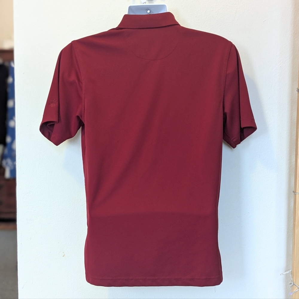 Cubavera Deep Red Polo With Horizontal Ribbed Texture Shirt - Picture 5 of 6